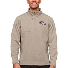 Denver Broncos Antigua Course Quarter-Zip Pullover Top Oatmeal | NFL