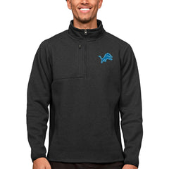 Detroit Lions Antigua Course Quarter-Zip Pullover Top Heathered Black | NFL