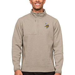 Minnesota Vikings Antigua Course Quarter-Zip Pullover Top Oatmeal | NFL
