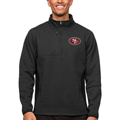 San Francisco 49ers Antigua Course Quarter-Zip Pullover Top Heathered Black | NFL