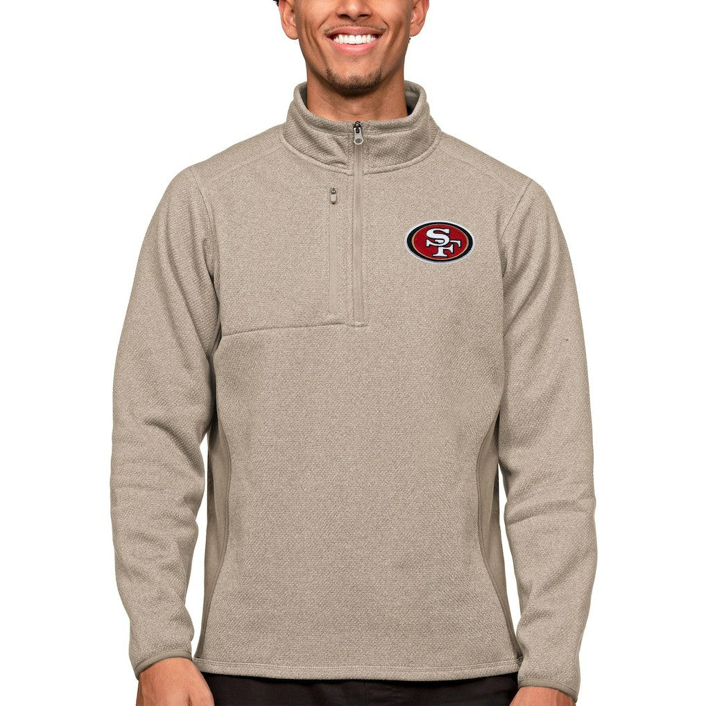 San Francisco 49ers Antigua Course Quarter-Zip Pullover Top Oatmeal | NFL