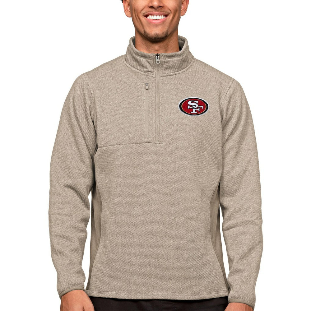 San Francisco 49ers Antigua Course Quarter-Zip Pullover Top Oatmeal | NFL
