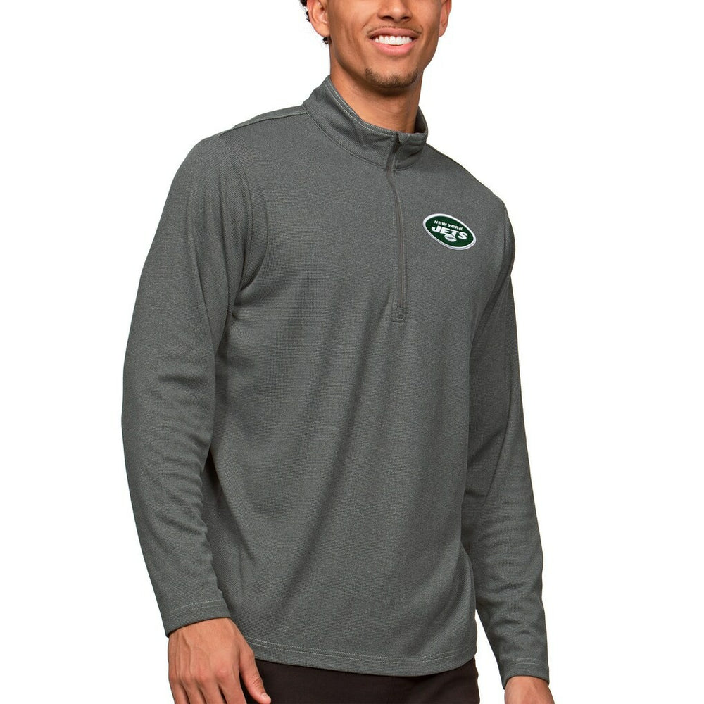 New York Jets Antigua Epic Quarter-Zip Pullover Top Heathered Charcoal | NFL