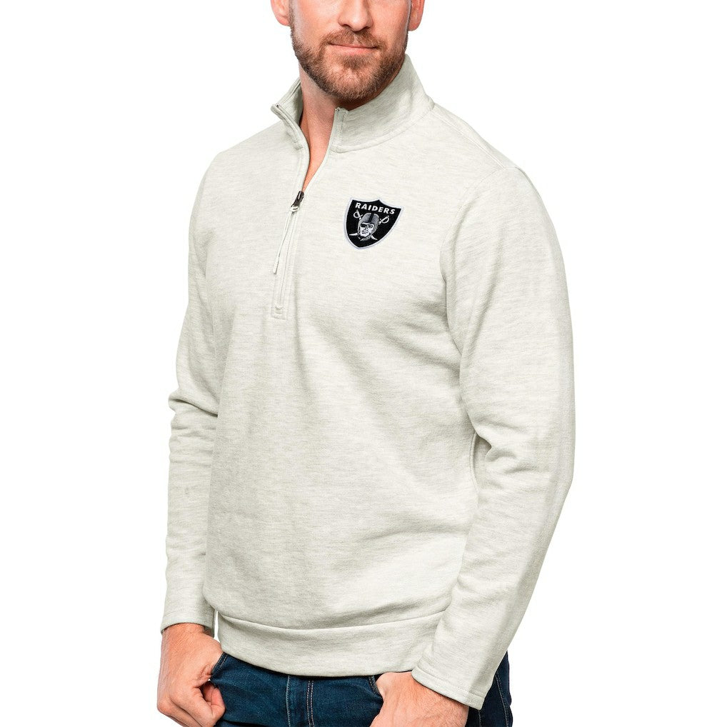 Las Vegas Raiders Antigua Gambit Quarter-Zip Pullover Top Oatmeal | NFL