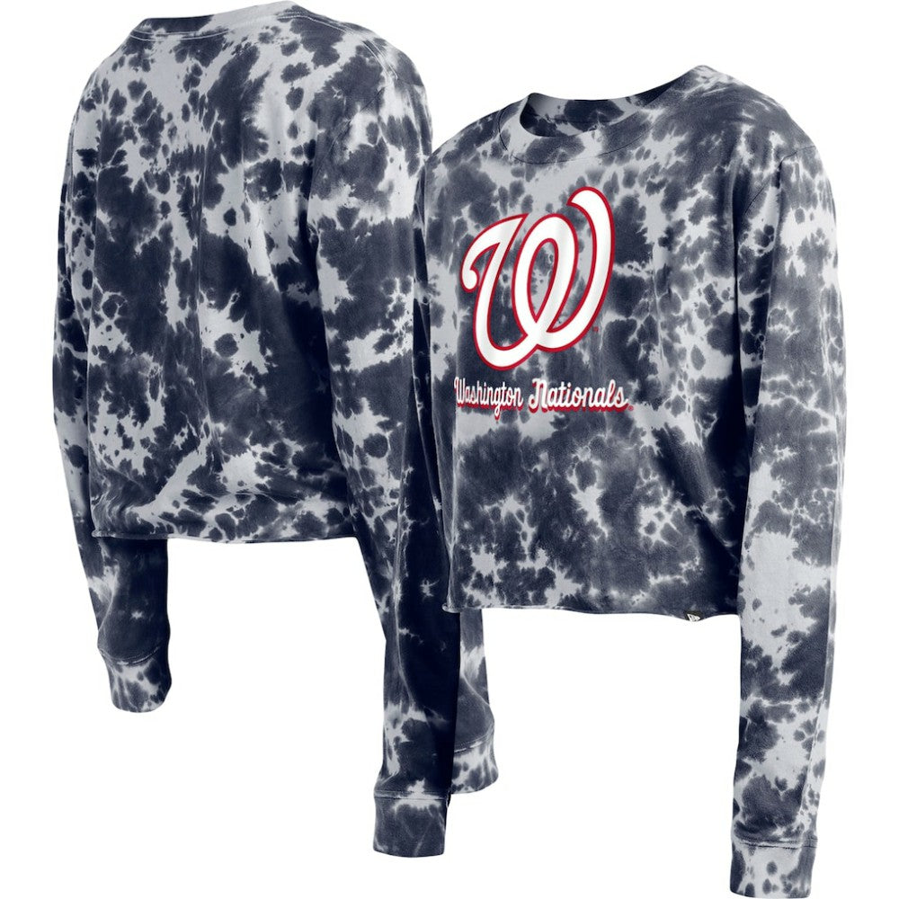 Washington Nationals New Era Women's Tie-Dye Cropped Long Sleeve T-Shirt - MLB