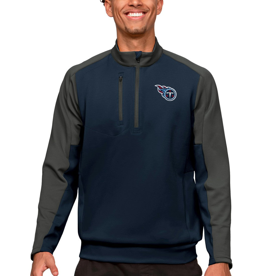 Tennessee Titans Antigua Team Quarter-Zip Pullover Top Navy | NFL