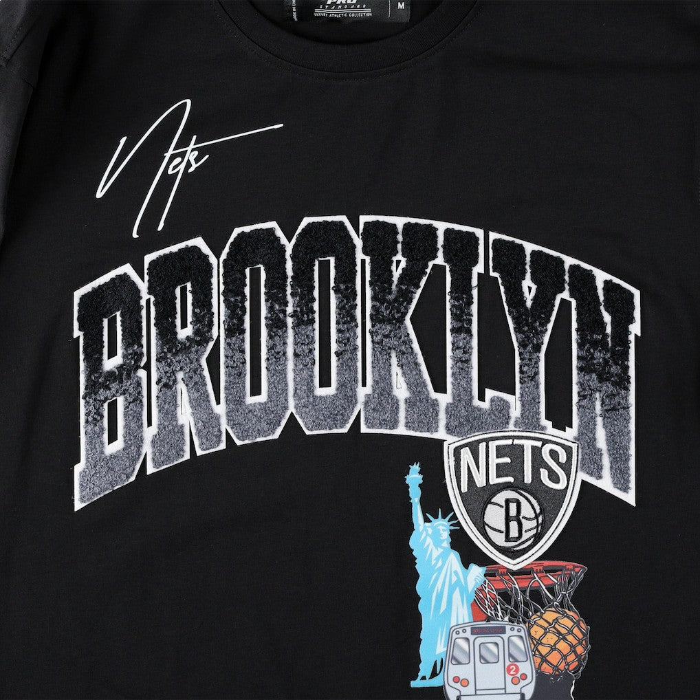 Brooklyn Nets Pro Standard Hometown Chenille T-Shirt Black - NBA