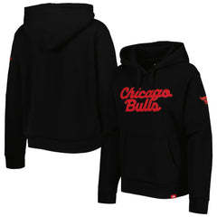 Chicago Bulls Sportiqe Women's Leona Ava Fleece Tri-Blend Pullover Hoodie Black - NBA