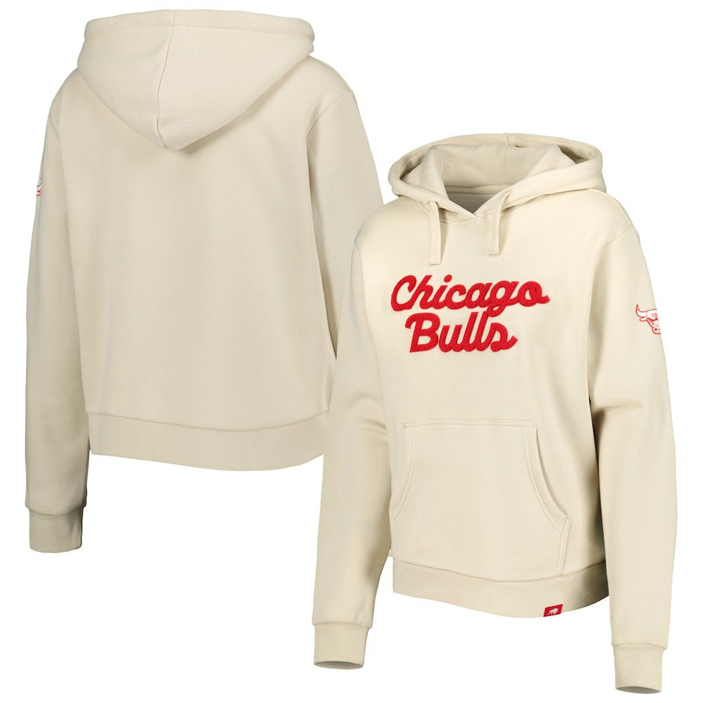 Chicago Bulls Sportiqe Women's Leona Ava Fleece Tri-Blend Pullover Hoodie Cream - NBA