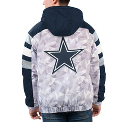 Dallas Cowboys Starter Thursday Night Gridiron Raglan Half-Zip Hooded Jacket White/Navy | NFL