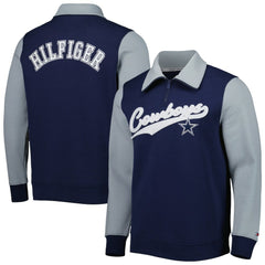 Dallas Cowboys Tommy Hilfiger Aiden Quarter-Zip Sweatshirt Navy/Silver | NFL
