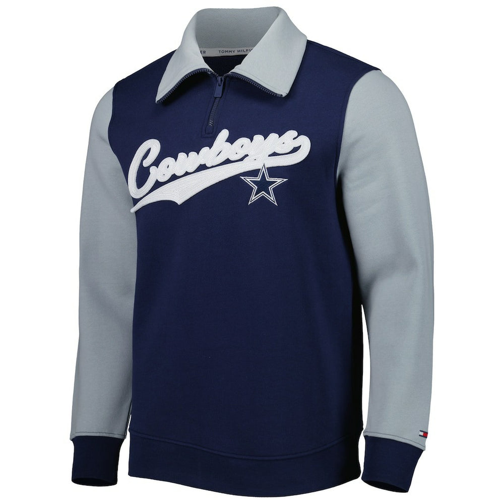 Dallas Cowboys Tommy Hilfiger Aiden Quarter-Zip Sweatshirt Navy/Silver | NFL