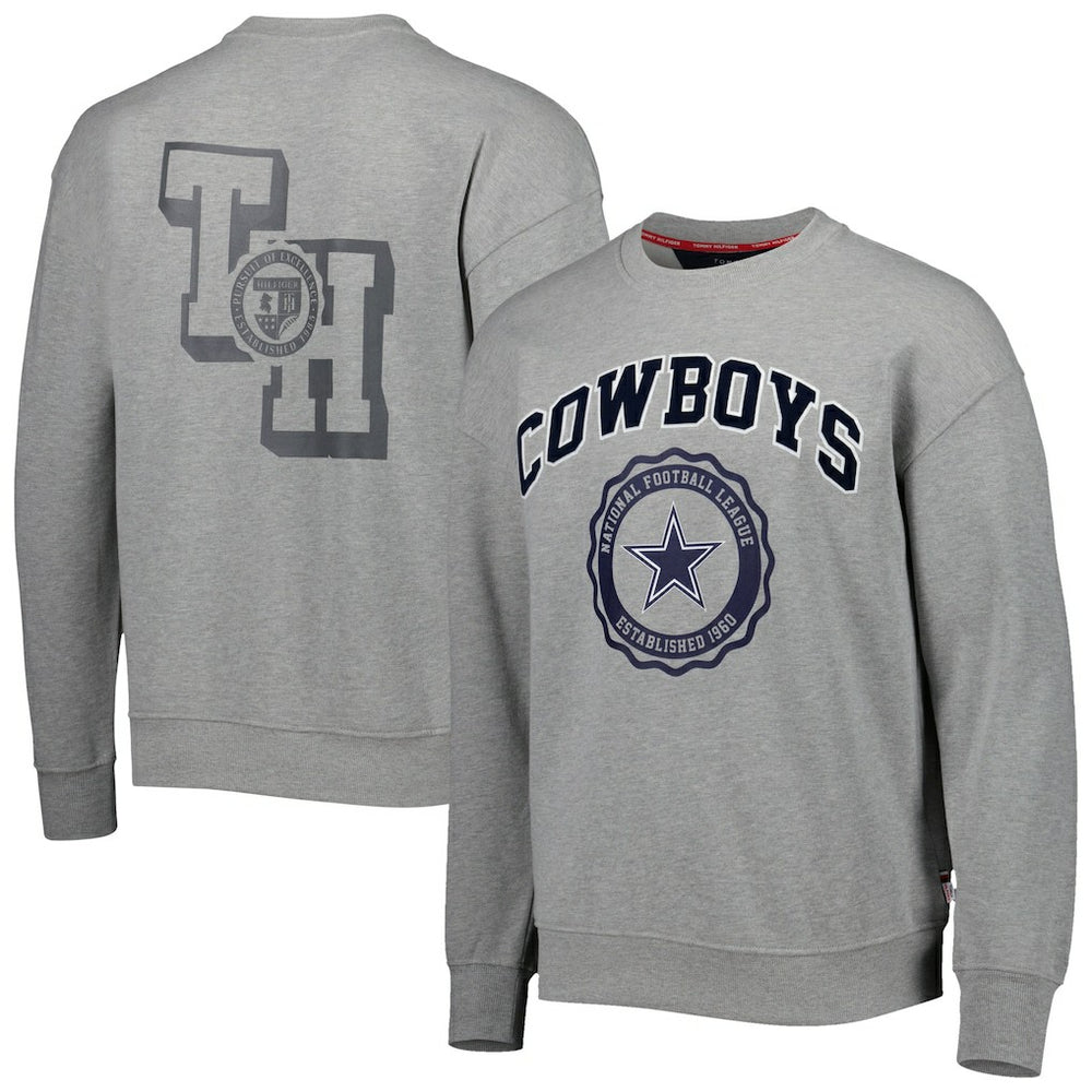 Dallas Cowboys Tommy Hilfiger Ronald Crew Sweatshirt Heather Gray | NFL