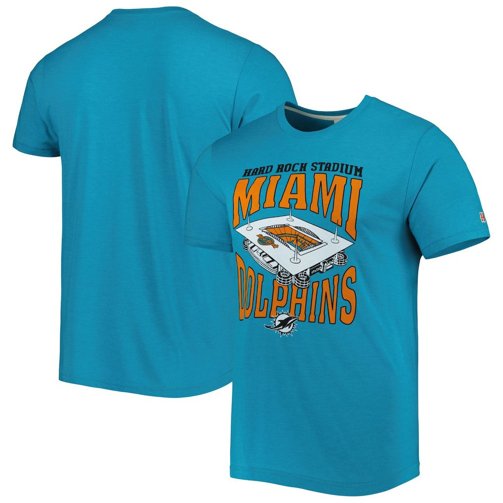 Miami Dolphins Homage Stadium Tri-Blend T-Shirt Aqua | NFL