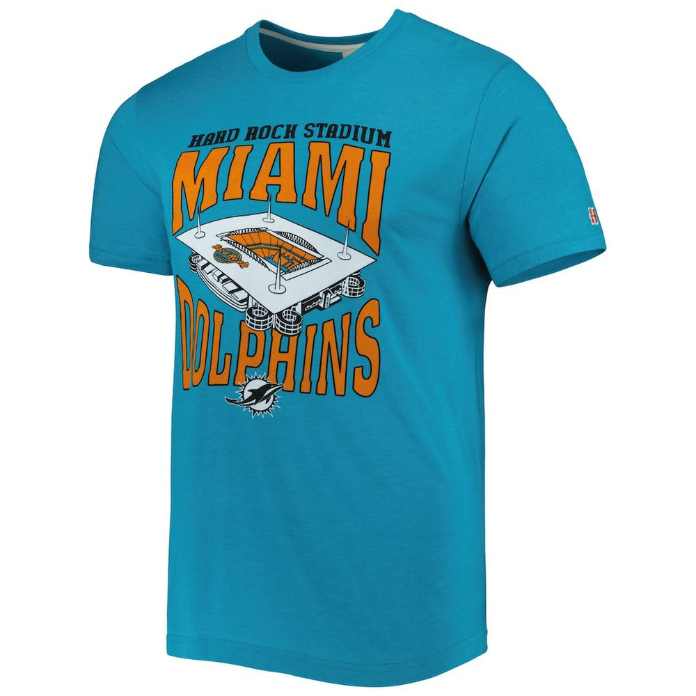 Miami Dolphins Homage Stadium Tri-Blend T-Shirt Aqua | NFL