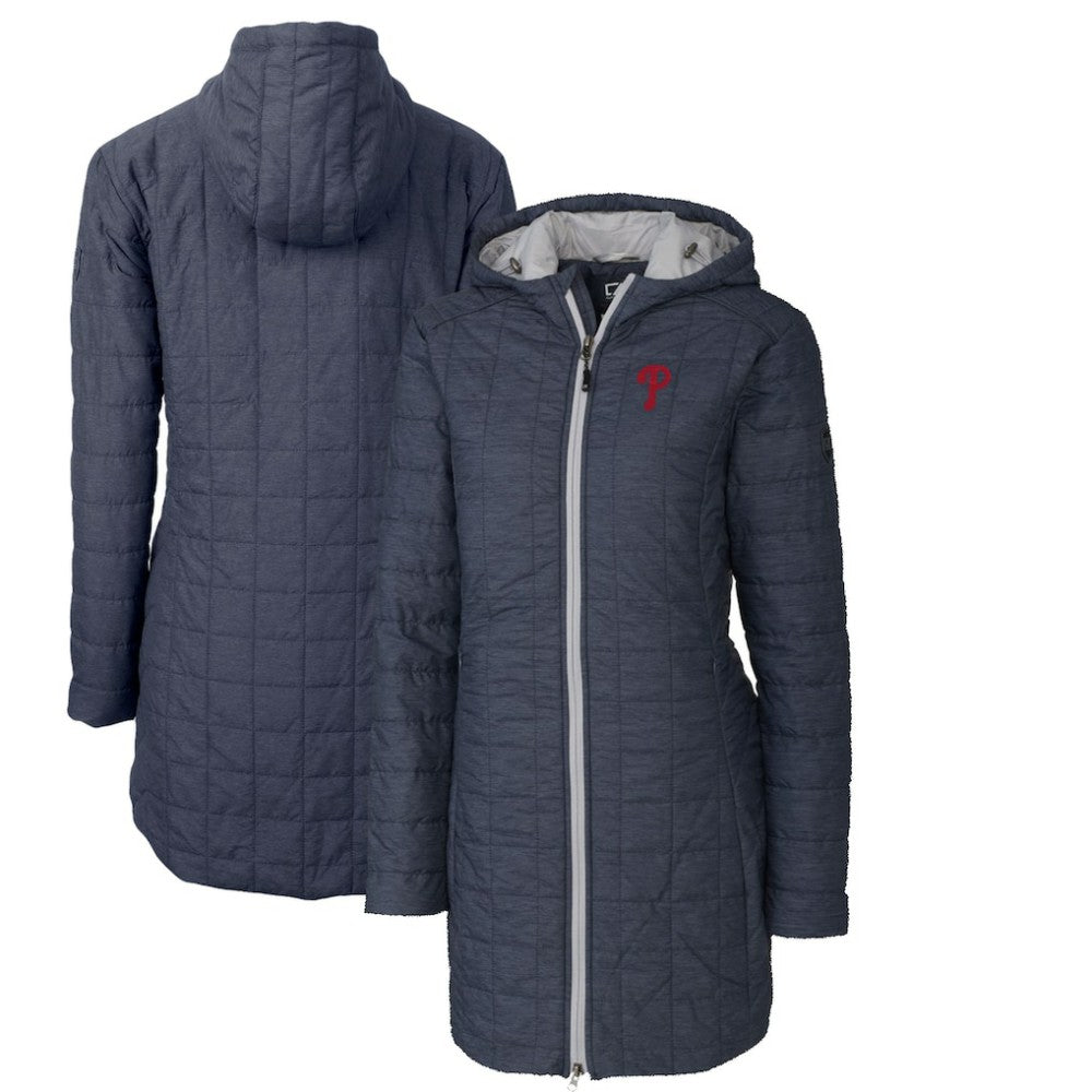 Philadelphia Phillies Cutter & Buck Women's Rainier Primaloft Eco Full-Zip Hoodie Long Coat - MLB