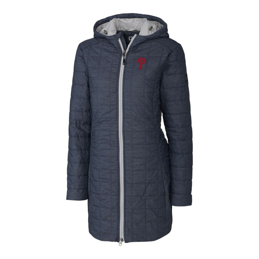 Philadelphia Phillies Cutter & Buck Women's Rainier Primaloft Eco Full-Zip Hoodie Long Coat - MLB