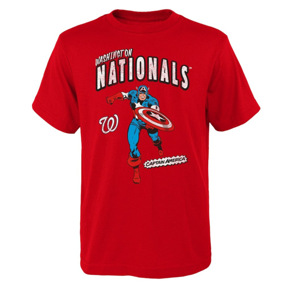 Washington Nationals Youth Team Captain America Marvel T-Shirt - MLB