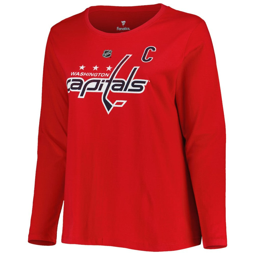 Washington Capitals Profile Women's Plus Size Distressed Printed Name & Number Long Sleeve T-Shirt - Red - NHL