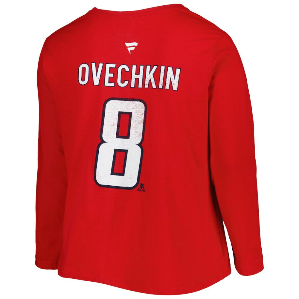 Washington Capitals Profile Women's Plus Size Distressed Printed Name & Number Long Sleeve T-Shirt - Red - NHL