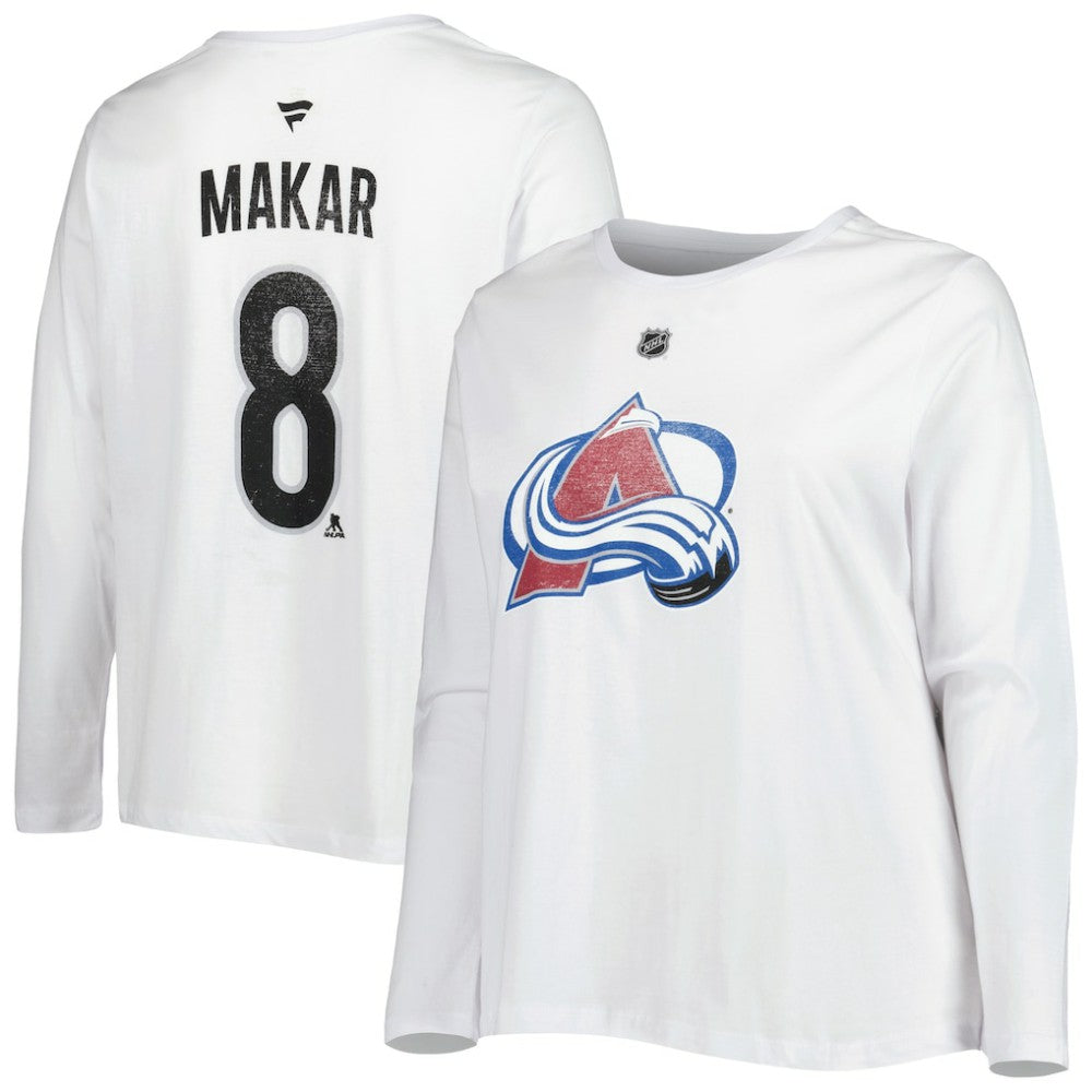 Colorado Avalanche Profile Women's Plus Size Distressed Printed Name & Number Long Sleeve T-Shirt - White - NHL