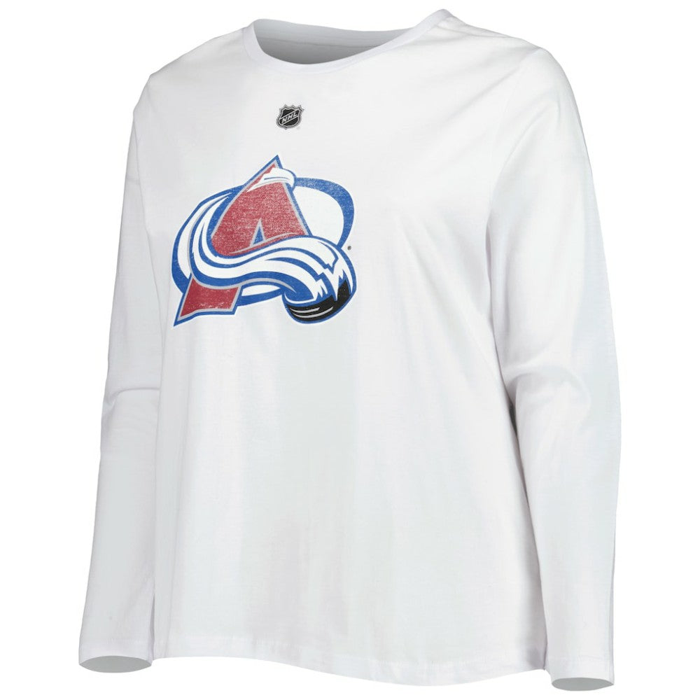 Colorado Avalanche Profile Women's Plus Size Distressed Printed Name & Number Long Sleeve T-Shirt - White - NHL