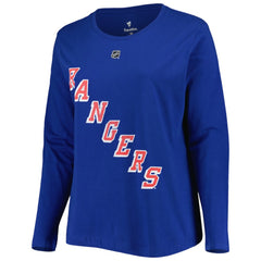 New York Rangers Profile Women's Plus Size Distressed Printed Name & Number Long Sleeve T-Shirt - Blue - NHL