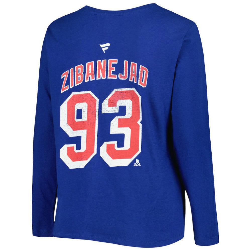 New York Rangers Profile Women's Plus Size Distressed Printed Name & Number Long Sleeve T-Shirt - Blue - NHL