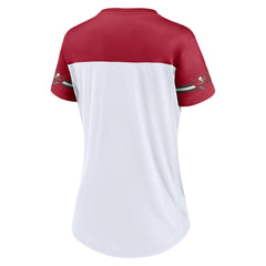 Tampa Bay Buccaneers Women's Dueling Slant V-Neck Lace-Up T-Shirt White | Fanatics