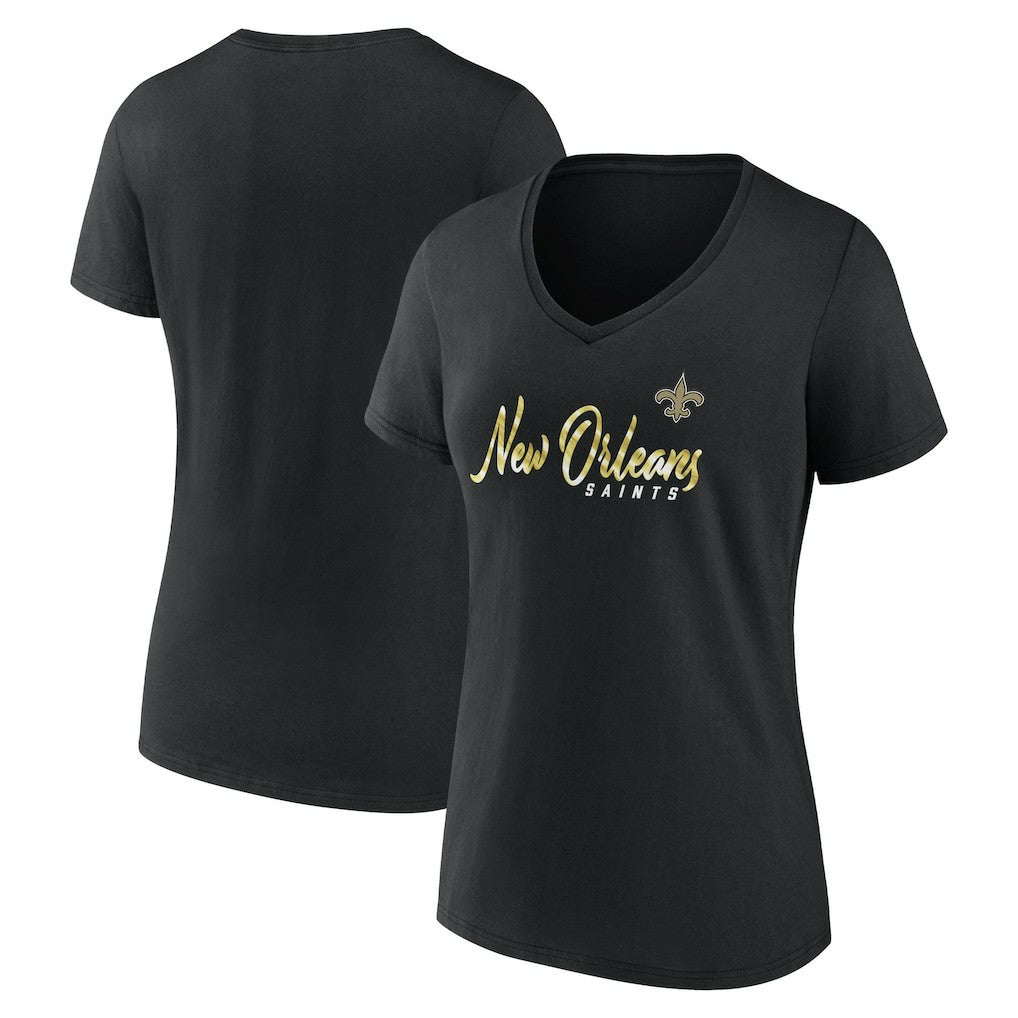 New Orleans Saints Women's Shine Time V-Neck T-Shirt Black | Fanatics
