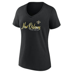 New Orleans Saints Women's Shine Time V-Neck T-Shirt Black | Fanatics