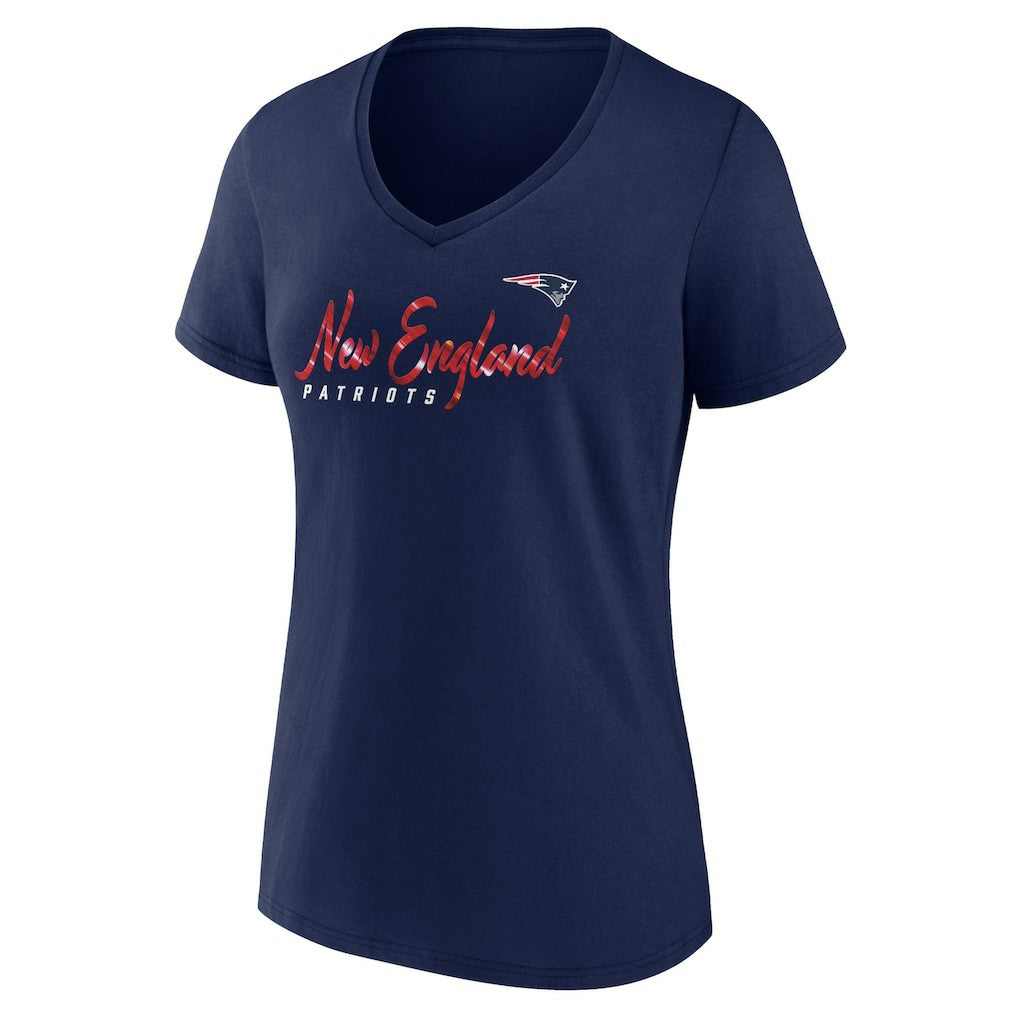 New England Patriots Women's Shine Time V-Neck T-Shirt Navy | Fanatics