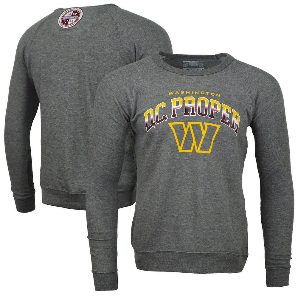 Washington Commanders DC PROPER Signature Raglan Vintage Pullover Sweatshirt Heather Gray | NFL
