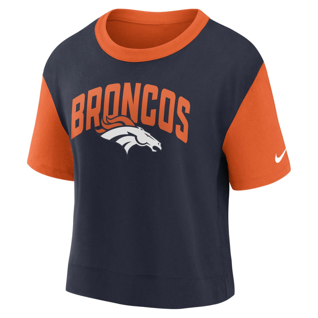Denver Broncos Women's High Hip Fashion T-Shirt Orange/Navy | Nike for Sale