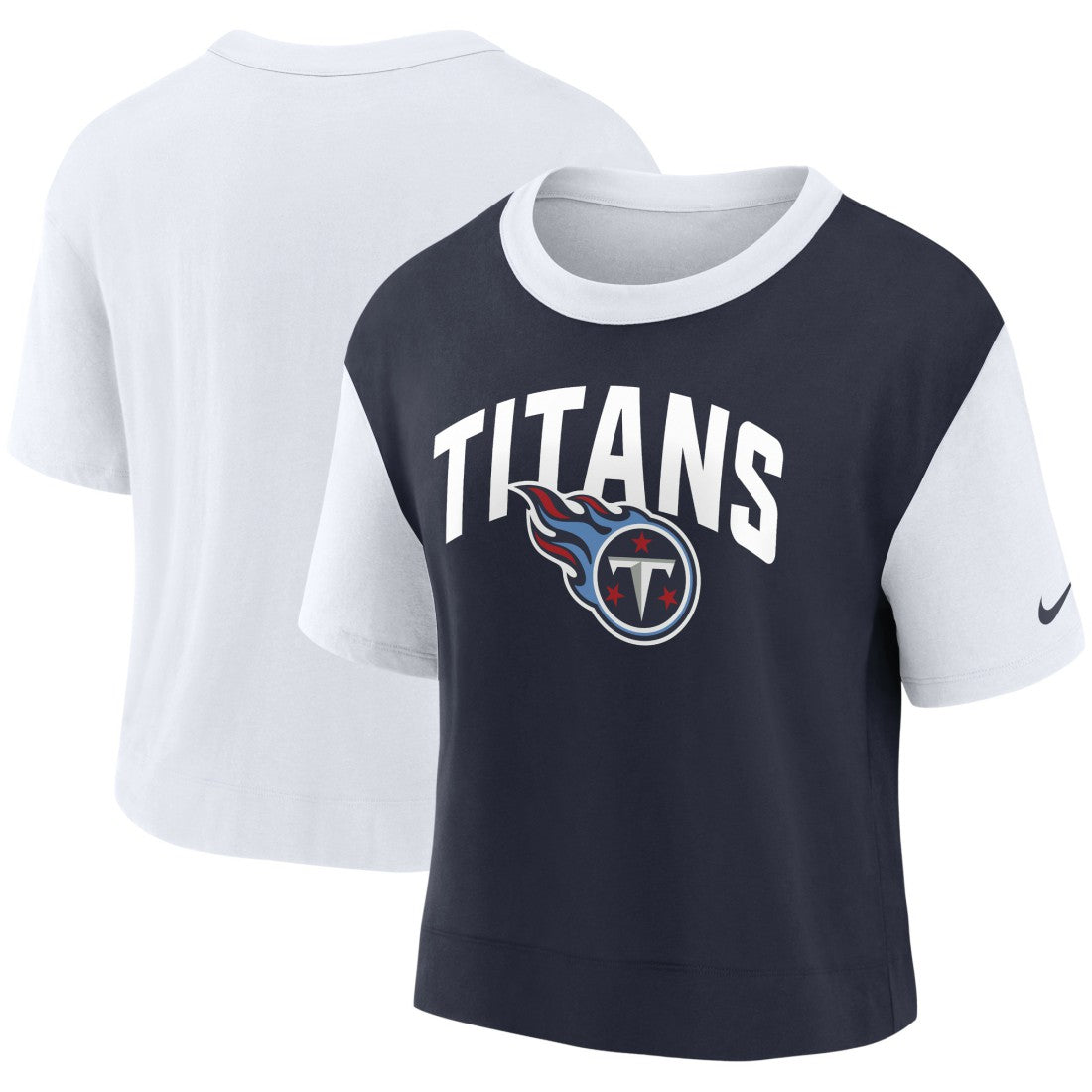Tennessee Titans Women's High Hip Fashion T-Shirt White/Navy | Nike for Sale
