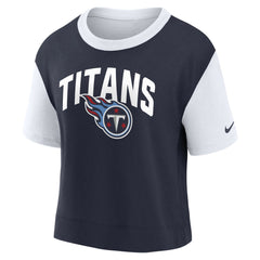 Tennessee Titans Women's High Hip Fashion T-Shirt White/Navy | Nike for Sale