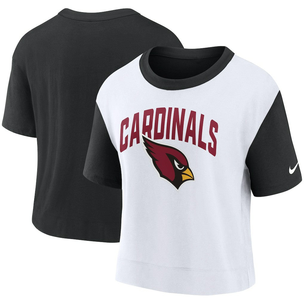 Arizona Cardinals Women's High Hip Fashion T-Shirt Black/White | Nike for Sale