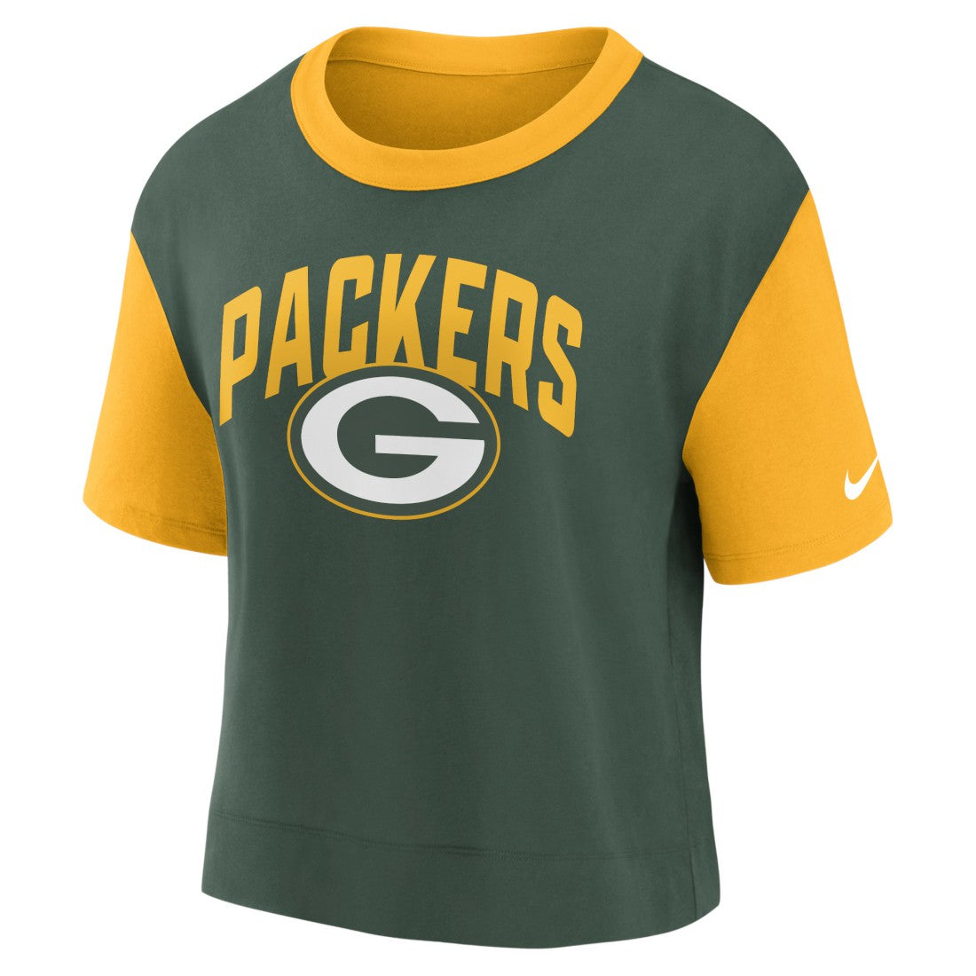 Green Bay Packers Women's High Hip Fashion T-Shirt Gold/Green | Nike for Sale