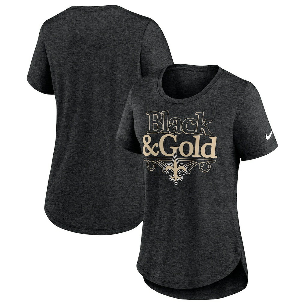New Orleans Saints Women's Local Fashion Tri-Blend T-Shirt Heather Black | Nike for Sale