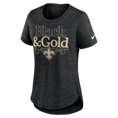 New Orleans Saints Women's Local Fashion Tri-Blend T-Shirt Heather Black | Nike for Sale