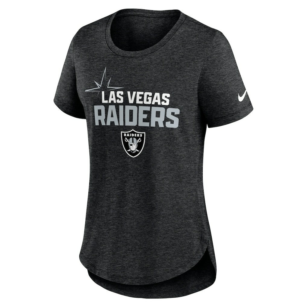 Las Vegas Raiders Women's Local Fashion Tri-Blend T-Shirt Heather Black | Nike for Sale