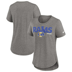 Los Angeles Rams Women's Local Fashion Tri-Blend T-Shirt Heather Charcoal | Nike for Sale