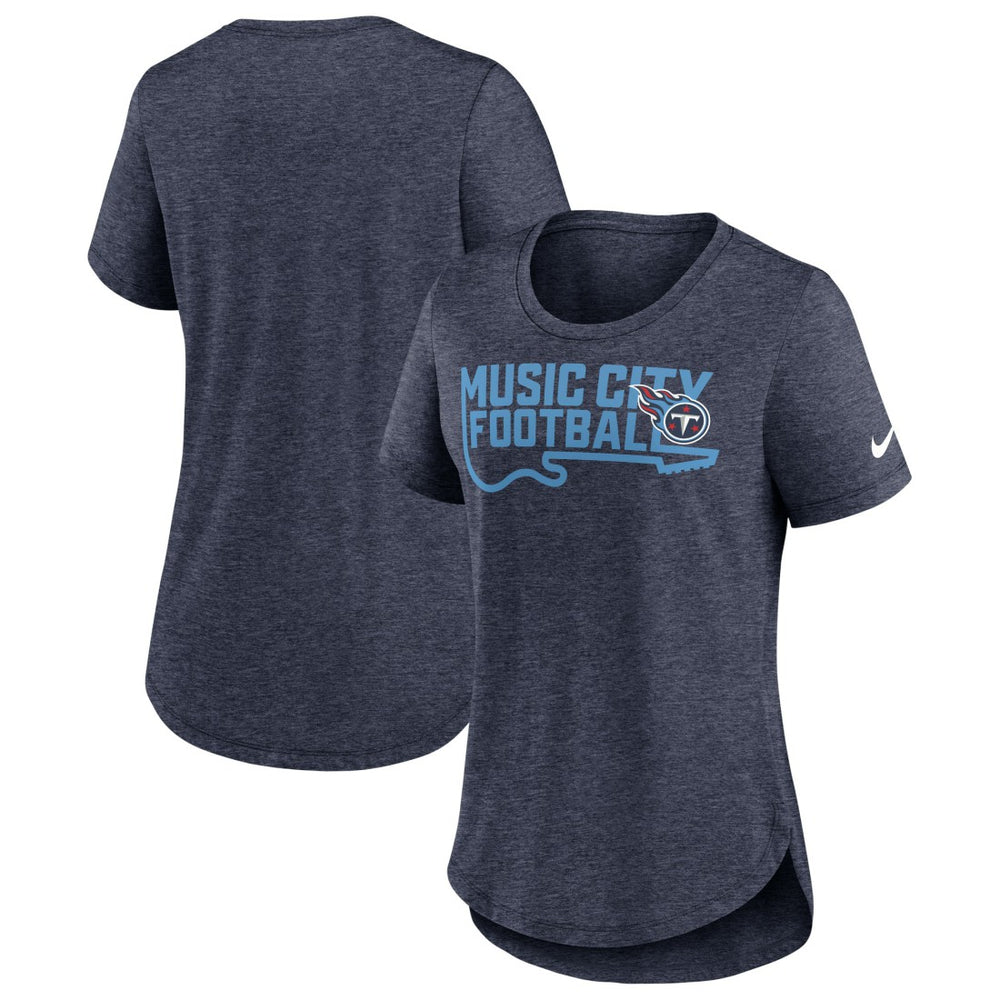 Tennessee Titans Women's Local Fashion Tri-Blend T-Shirt Heather Navy | Nike for Sale