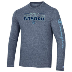 Seattle Kraken Champion Tri-Blend Long Sleeve T-Shirt - Heather Navy - NHL