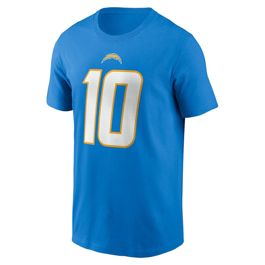 Justin Herbert Los Angeles Chargers Player Name & Number T-Shirt Powder Blue | Nike for Sale