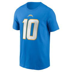 Justin Herbert Los Angeles Chargers Player Name & Number T-Shirt Powder Blue | Nike for Sale
