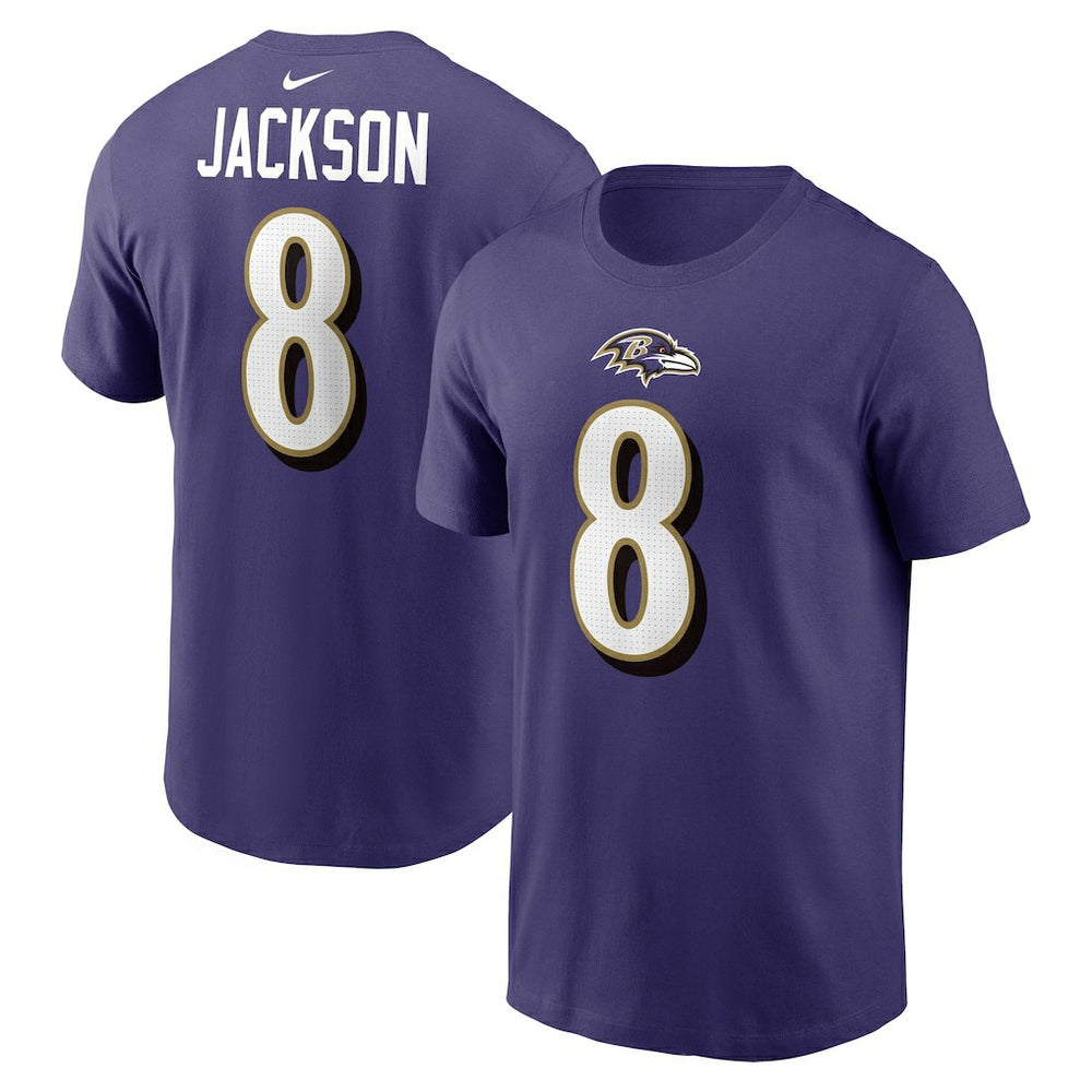 Lamar Jackson Baltimore Ravens Player Name & Number T-Shirt Purple | Nike for Sale
