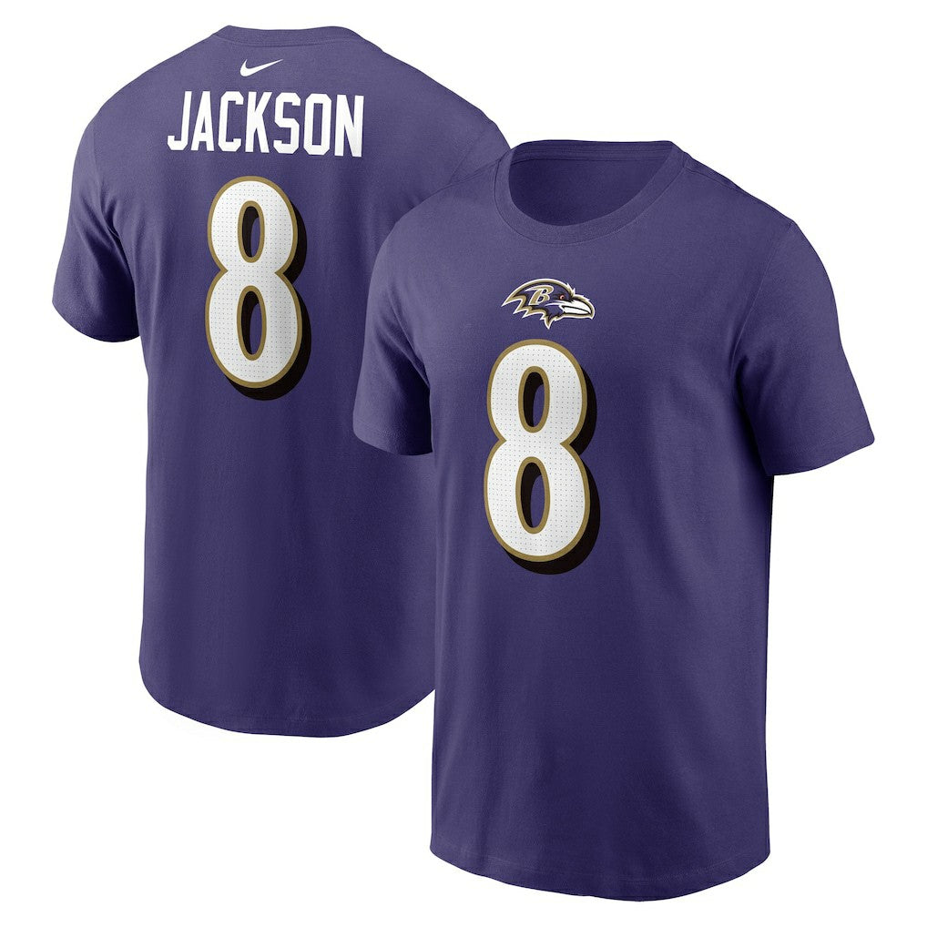Lamar Jackson Baltimore Ravens Player Name & Number T-Shirt Purple | Nike for Sale