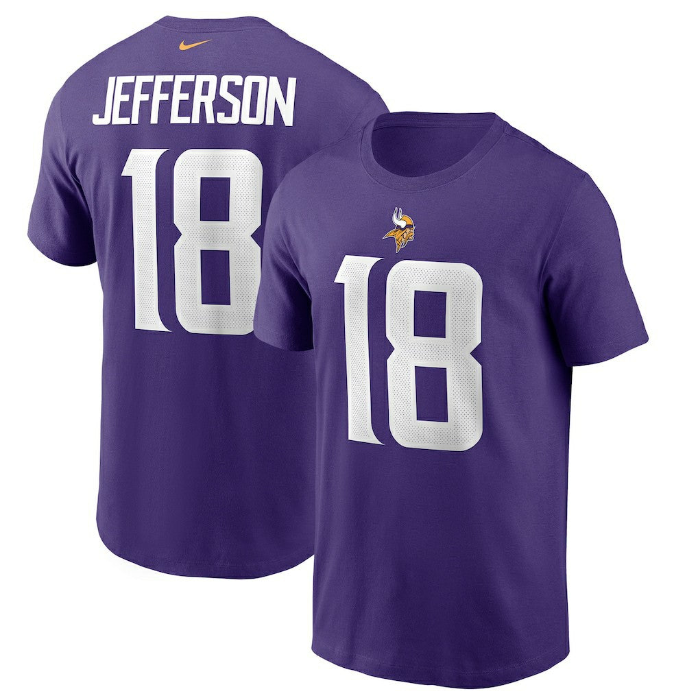 Justin Jefferson Minnesota Vikings Player Name & Number T-Shirt Purple | Nike for Sale