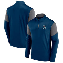 Seattle Kraken Fanatics Logo Quarter-Zip Top - Deep Sea Blue - NHL